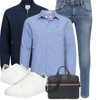 Business Outfits mit Hellblau/Blau/Dunkelblau Bluse Große Größe/Business Hemd/Businesshemd/Bügelfreies Hemd Tommy Jeans "Büro Outfit"