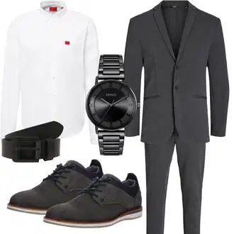 Outfit mit Hellgrau/Dunkelblau/Dunkelgrau/Grau Anzug/Kostüm/Modern Hosenanzug/Hosenanzug Jack & Jones "Business Outfit"