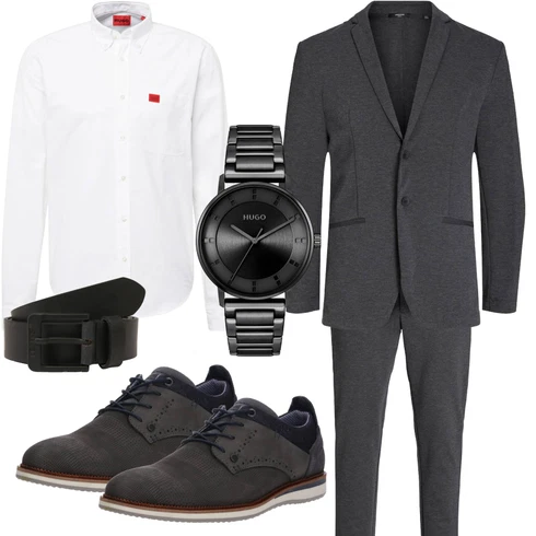 Elegant Hellgrau/Dunkelblau/Dunkelgrau/Grau Anzug/Kostüm/Modern HosenAnzug/HosenAnzug Jack & Jones kombinierenLook: Business, Büro, Edel, Elegant, Premium, Smart Casual, Workwear