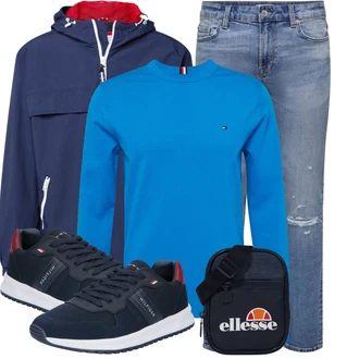 Outfit mit Blau/Hellblau Damen 7/8-Länge Jeans/Knöchelstiefel/Boyfriend Jean/Cropped Jeans/Girlfriend Jeans/Jeans mit Schlitz/Jeans mit Loch/Lederjacken Only & Sons "Cool für die Freizeit"