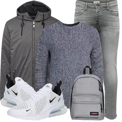 Grau/Dunkelblau Basic Pullover/Glitzer Pullover/Kaschmir Pullover/Strickpullover/Einfacher Pullover/Winterpullover/Wollpullover Jack & Jones kombinieren