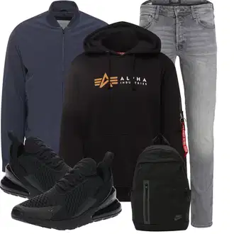 Outfit mit Schwarz Turnschuh ohne Schnürsenkel/Teddy Sneaker/Sommer Sneaker/Sneaker Low/Chunky Sneaker Nike Sportswear "Cool für die Freizeit"