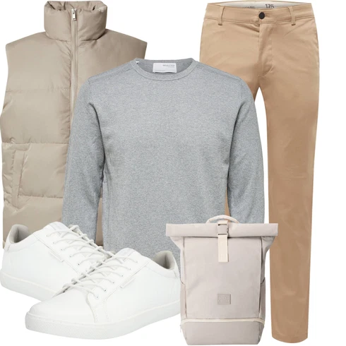 Grau/Hellgrau Sport Sweatshirt/Women's Fleece Sweatshirts/Pullover mit Stehkragen/Damen Pullover SELECTED HOMME kombinieren
