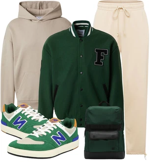 Outfit mit Beige/Grau/Braun/Khaki Ausgefallener Hoodie/Hoodie/Strick Hoodie/Oversize Hoodie/Sport Hoodie/Sweatshirt/Unisex Hoodie/Vintage Hoodie DAN FOX APPAREL "Cool für die Freizeit"