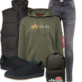 Outfit mit Grau/DunkelGrau/HellGrau Biker Jeans/Lederjacke/Leder Schuhe/Slim Fit Jeans/Thermojeans/Herren Lederjacke/Winterjacke/Jeans mit Schlitz/Low Rise Jean Only & Sons "Cool für die Freizeit"