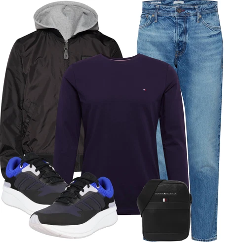 Dunkelblau/Lila Bluse Große Größe/Strick Große/Shirt & Top Große Größe/Langarm-Shirt/Rollkragenshirt/Longshirt/Klassische Länge/Strick Top Tommy Hilfiger kombinieren mit Dunkelblau/Hellblau/Blau Sportschuh Fitnessschuh/Tennisschuh/Joggingschuh/Gymnastikschuh/Fitnessschuh adidas sportswear
