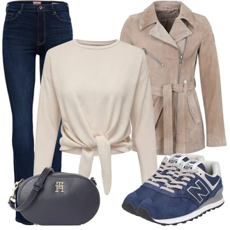 Outfit sa Plava Niska Tenisica New Balance "Cool proljetni look"