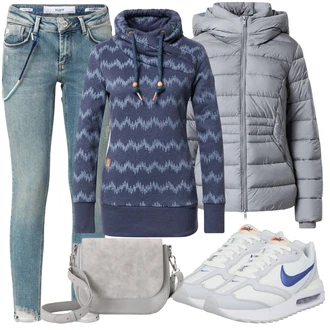 Outfit s Šedá/Světle šedá Bunda Puchová Bund/Bunda s Kapucí/Nafukovací Bund/Prošívaná Bunda/Letní peřová Bunda/Zimní Bund CMP "Cool vzhled na jaro"