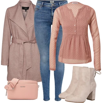 Outfit s Dlouhý Zimní Kabát/Doplňek/Dlouhé Šaty/Dlouhá tylová sukně/Taška Calvin Klein "Cool vzhled na jaro"