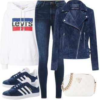 Outfit s Červená/Bílá/Černá/Krémová Vintage mikina/Dámský Svetr/Svetr s kapucí/Sportovní mikina/Unisex Mikina S Kapucí/Mikina/Svetr S Kapucí/Originální mikina levi's ® "Cool vzhled na jaro"