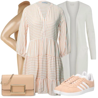 Lehké Outfit s Růžová/Zelená/Hnědá/Béžová/Oranžová Bavlněné Šaty/Tunikové šaty/Halenkové Šaty/Letní Šaty/Šaty Niki/Šaty S Kosticí/Ležérní Šaty/Francouzské šaty/Boho Šaty Elegantní/Boho Letní Šaty About You "Cool vzhled na jaro"