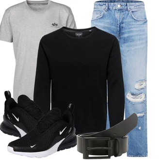 Outfit mit Schwarz Schuh Ohne Schnürsenkel/Sommer Sneaker/Turnschuh ohne Schnürsenkel/gesundheitsschuh/Sneaker Mit Lochmuster Nike Sportswear "Cooler Look für den Frühling"