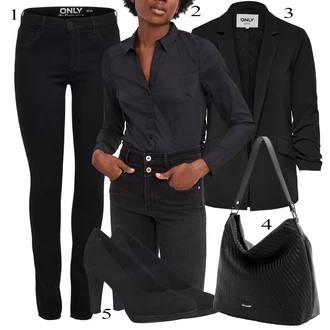 outfit mit Črna Bluza z gumbom/Srajca/Bluzasti Body/Poslovna Bluza/Bluza z Dolgimi Rokavi/Slim Fit Bluza VERO MODA "Pokrivalo za pomlad"