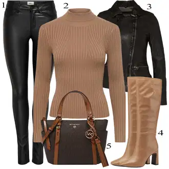 Kratka outfit mit Črna/Temno rjava/Khaki/Temno zelena/Rjava Vintage Usnjena Jakna/Motoristična jakna/Jakna iz Umetnega Usnja/Usnjena Jakna/Motoristična jakna Oakwood "Pokrivalo za pomlad"