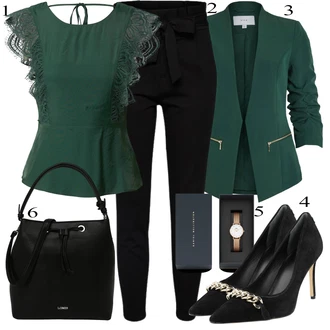 Outfit sa Crna Hlača sa Stremenom/Hlače Visokog Struka/Paperbag Hlača/Pletena Tajica VERO MODA "Tvoj otmjeni outfit"