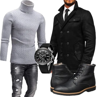 Winter Outfits Petite mit Schwarz BOLF "Elegantes Winter Outfit"