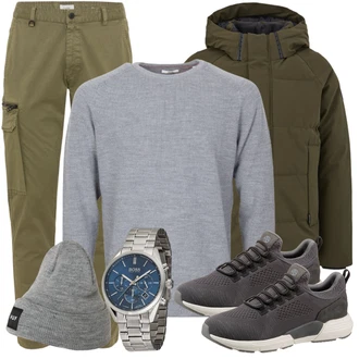 Outfit mit Grau Mütze HUF "Freizeit Outfit"