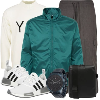 90er Outfit mit Khaki/Braun/Grau Hose Große Größe/Cargohose/Cargo-Jogginghose/Musselin Hose/Leinenhose Urban Classics "Freizeit Outfit"Look: Classic, Outdoor, Workwear, Safari, Büro, Smart Casual, 90er