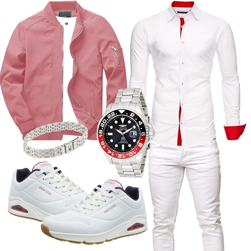 Rosa/Rot Jacke mit Seitlichem Reißverschluss/Collegejacke/Frühlingsjacke/Nylonjacke/Sommerjacke/Fliegerjacke/Coachjacke/Bomberjacke KEFITEVD kombinieren