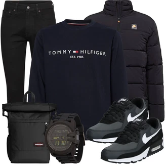 Outdoor Outfit mit Schwarz Biker Jeans/Jeans mit Schlitz/Push up Jeans/Lederjacke/Slim Fit Jeans/Leder Schuhe/Sweatjeans/Thermojeans/Herren Lederjacke levi's ® "Freizeit Outfit"Look: Uni, Coole, Old Money, Outdoor, Schlichte, Casual, Moderne