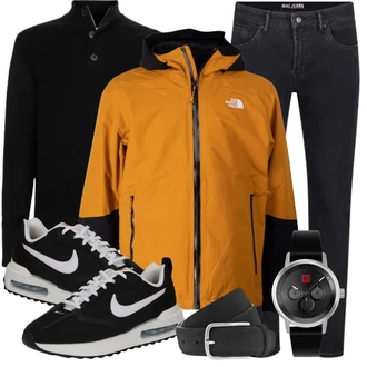 30er Jahre Outfit mit Schwarz/Rot Uhrwerkzeug/Smartwatch/Armbanduhr Hugo "Freizeit Outfit"Look: Metal, Coole, Lack, Premium, 30er Jahre, Classic, Casual, Retro, Sportlich, Unisex