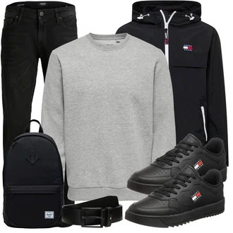 Strick Outfit mit Grau/Hellgrau Women's Fleece Sweatshirts/Sport Sweatshirt/Lederjacke/Damen Pullover Only & Sons "Freizeit Outfit"