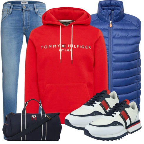 Rot/Dunkelrot/Rosa Ausgefallener Hoodie/Hoodie/Partner Hoodie/Sport Hoodie/Sport Sweatshirt/Unisex Hoodie/Vintage Hoodie Tommy Hilfiger kombinieren