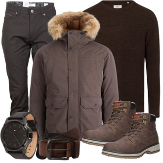 Outfit mit Braun/Dunkelbraun Ledergürtel/Casual Gürtel/Frauengürtel Ohne Schnalle/Breiter Gürtel/Klassische Gürtel Diesel "Freizeit Outfit"