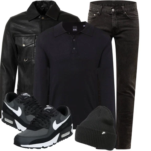 Schwarz/Dunkelblau T-Shirt Poloshirt/Rollkragenshirt/Langarm-Shirt/Hemdoberteil Only & Sons kombinieren
