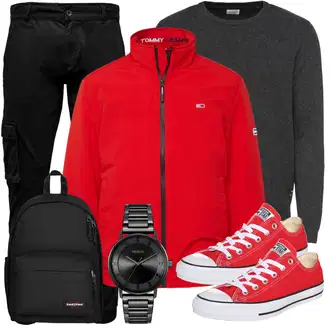 Outfit mit Dunkelgrau/Grau Feinstrickpullover/Wollpullover/Basic Pullover/Einfacher Pullover/Kaschmir Pullover/Rundhals Pullover/Thermo Pullover/Stillpullover/Kaschmir Pullover/Pullover mit Stehkragen/Damen Pullover/Sweatshirt Jack & Jones "Freizeit Outfit"