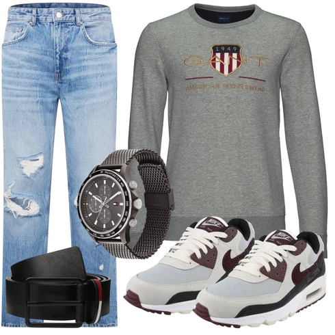 Hellblau Dad Jeans/Jeans mit Loch/Boyfriend Jean/Girlfriend Jeans/Lederjacken/Jeans mit Schlitz/Vintage Jeans About You kombinieren