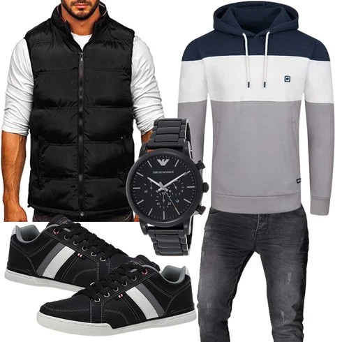 Schwarz Trachtenweste/Sport Weste/Funktionsweste/Kunstfaserweste/Isolationsweste/Steppweste/Wendeweste/Daunenweste/Puffer Weste BOLF kombinieren