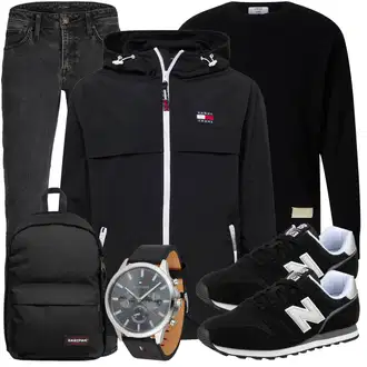 Outfit mit Schwarz/Braun Wollpullover/Kaschmir Pullover/Feinstrickpullover/Basic Pullover/Einfacher Pullover/Rundhals Pullover DAN FOX APPAREL "Freizeit Outfit"
