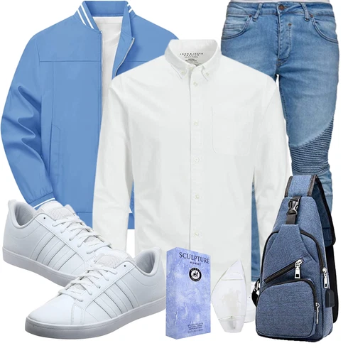 Grau Trachtenmode Adidas kombinieren mit Blau Accessoire