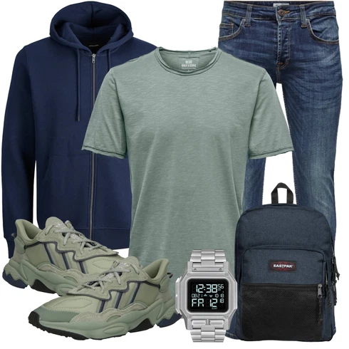 Dunkelblau/Blau Ausgefallener Hoodie/Hoodie/Strick Hoodie/Oversized Zip Hoodie/Partner Hoodie/Sport Hoodie/Sweatjacke/Unisex Hoodie Jack & Jones kombinieren mit Blau/Hellblau/Dunkelblau Slim Fit Jeans/Herren Lederjacke/Tapered-Jeans/Biker Jeans/Winterjacke/Lederjacke/Leder Schuhe/Low Rise Jean/Thermojeans/Jeans mit Schlitz/Low Waist Jean/Vintage Jeans Only & Sons