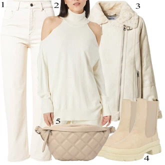 Outfit sa Krem/Bež/Bijela/Kaki/Narandžasta Hlača Velika Veličina warehouse "Tvoj otmjeni outfit"