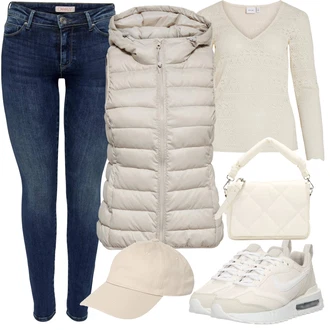 Outfit s Khaki/Béžová/Hnědá Kšiltovka About You "Jarní outfit"