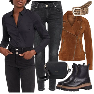 Outfit s Béžová/Hnědá/Šedá/Khaki Bunda s Bočním Zipem/Kožené Bund Kožená vintage bunda/Bunda z Umělé Kůže/Motorkářské Bund/Motorkářská bunda Freaky Nation "Jarní outfit"