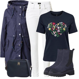 Outfit s Modrá/Tmavě modrá Nepromokavé Bund/Parka Přechodová Bund/Zimní Bund/Zimní Parka Ragwear "Jarní outfit"