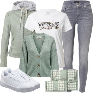 Outfit s Šedá Malá Taška/Taška/Doplňek/Taška Přes Rameno river island "Jarní outfit"