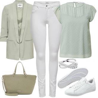 Outfit s Šedá/Bílá/Stříbrný Prsten Swarovski "Jarní outfit"