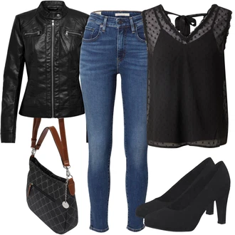 Babydoll Outfit s Černá/Zelená Halenka a Tunika/Halenka Móda Pro Plnoštíhlou/Tričko & Top Móda Pro Plnoštíhlé About You "Jarní outfit"Look: Lehký, Styl, 20 léta, Babydoll, Krásný, Romantický