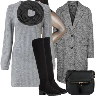 Outfit sa Siva/Tamnosiva/Svjetlosiva Zimski Kaput Vuneni kaput/Kaput od Tvida/Kaput od Buklea/Kaput od Kašmira/Vuneni Kaput/Oversize Kaput VERO MODA "Moderan outfit za slobodno vrijeme"