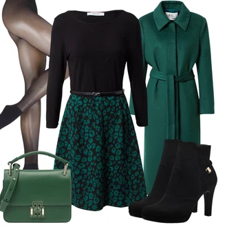 Outfit sa Crna/Siva/Tamnosiva/Bež Hulahopke najlonke/potporne tajice/Hulahopke Velike Veličine/najlonska čarapa Falke "Moderni outfit za ured"