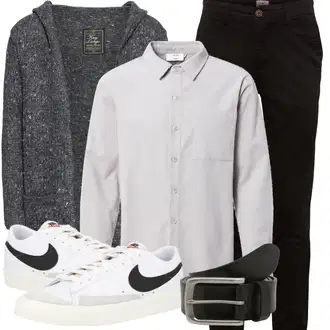 Elegant Outfit mit Schwarz/Khaki/Dunkelbraun Slim Hose/Skinny Hose/Cord Legging/Chino Hose/CordHose/Jeggings/StretchHose Jack & Jones "Modisches Freizeit Outfit"Look: Uni, Outdoor, Coole, Old Money, Smart Casual, Unisex, Elegant, Büro, Casual, Schlichte