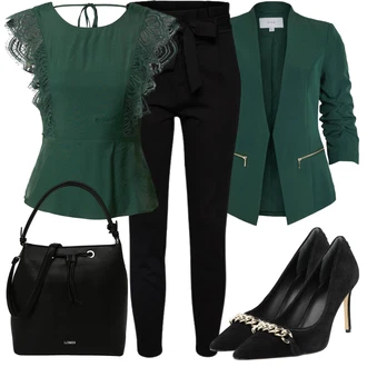 Outfit s Černá/Béžová/Bílá Páska s Kapsou/Pouzdro/Collier/Sportovní doplněk/Sluneční Brýle L.CREDI "Módní jarní outfit"