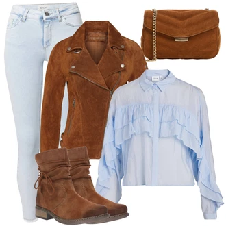 Outfit s Hnědá/Béžová Kozačka Kotníková Bota s Podšívkou/Vintage Kotníková Bota/Letní kotníková Kozačka/Plochá Kotníková Bota/Bota se širokým nohavici/Šněrovací Kotníková Bota/Kožená kotníková bota/Zimní kotníková bota Rieker "Módní jarní outfit"