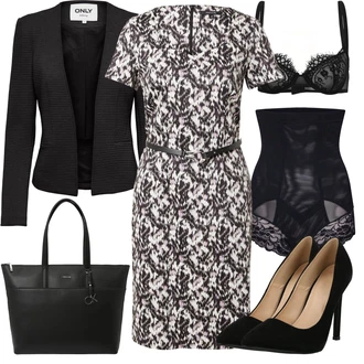 Outfity na zimu s ?erná/Tmav? ?edá/Hn?dá Oblek Krátké Sako/Pletený Sako Only "Módní zimní outfit"