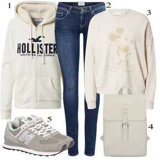 Outfit sa Siva/Kaki/Krem/Bijela/Tamnozelena Sportska dukserica/Pulover S Kapuljačom/Partnerska Majica S Kapuljačom/Trenirka/Unisex Majica S Kapuljačom/Pletena dukserica/Otmjena majica s kapuljačom/Vintage majica s kapuljačom Hollister "Tvoj otmjeni outfit"
