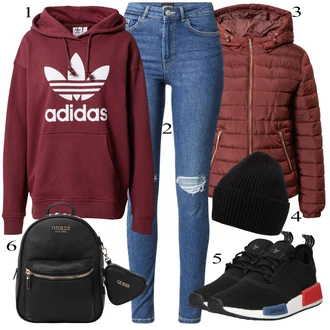 Outfit sa Crvena Dukserica Adidas Originals "Tvoj otmjeni outfit"